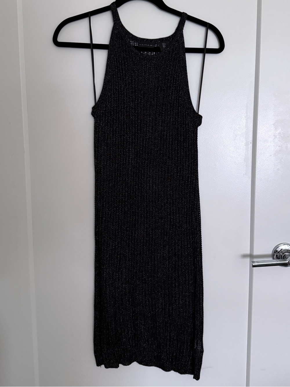 Tahari Black Metallic Knit Swim Coverup